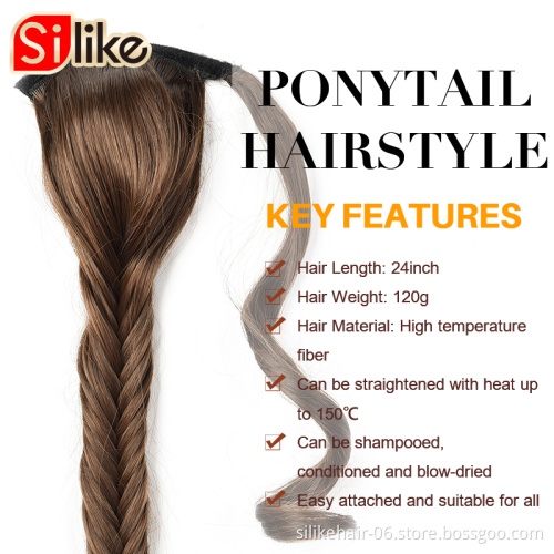 24" Long Fishtail Braids Claw Jaw Clip In Plait Fishtail Ponytail synthetic hair ponytails ponytail hair extensions ponytail